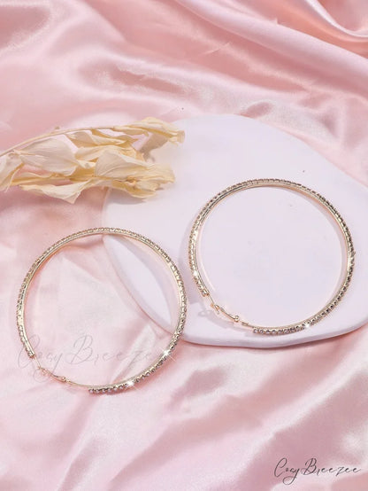 Minimalist Rhinestone Inlaid Chunky Hoop Earrings