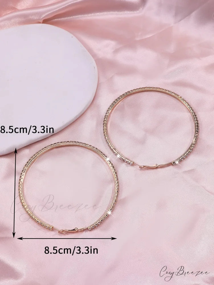 Minimalist Rhinestone Inlaid Chunky Hoop Earrings
