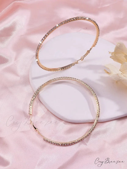 Minimalist Rhinestone Inlaid Chunky Hoop Earrings