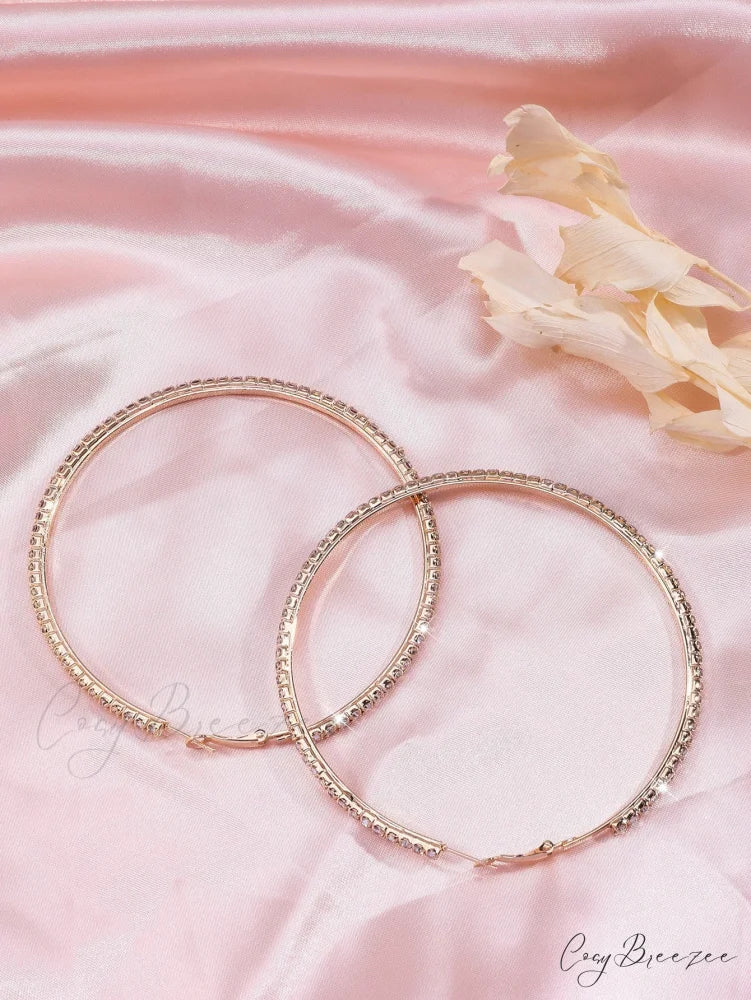 Minimalist Rhinestone Inlaid Chunky Hoop Earrings