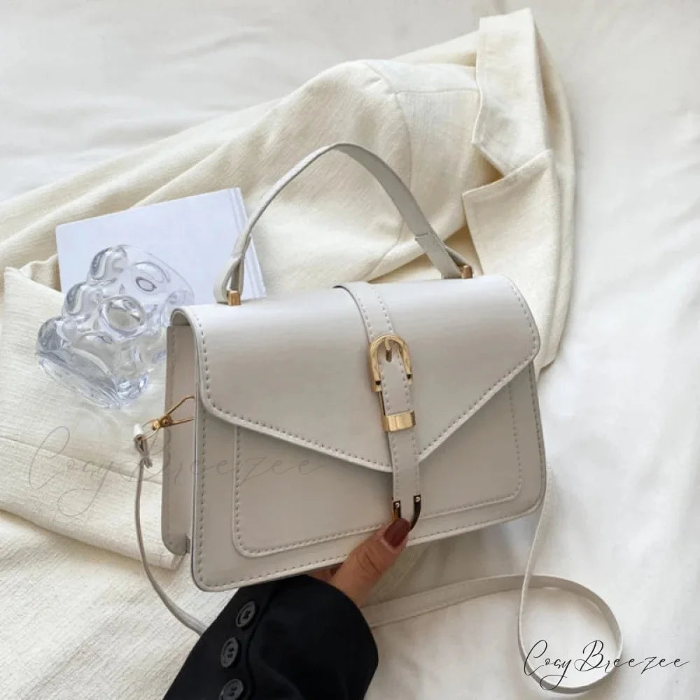 Minimalist Solid Color Square Flap Crossbody Beige crossbody-250126