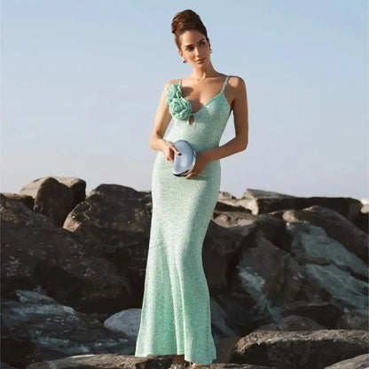 Mint Green Sequins Spaghetti Party Dress Mint / XS