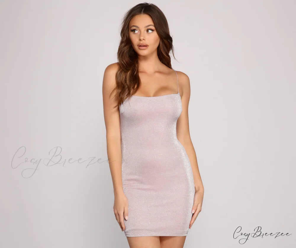 Moment To Shine Charming Open Back Glitter Dress