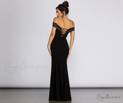 Monet Off Stylish Shoulder Evening Gown
