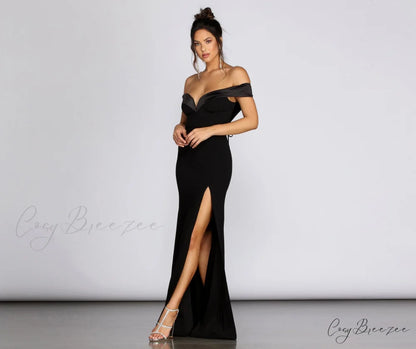 Monet Off Stylish Shoulder Evening Gown