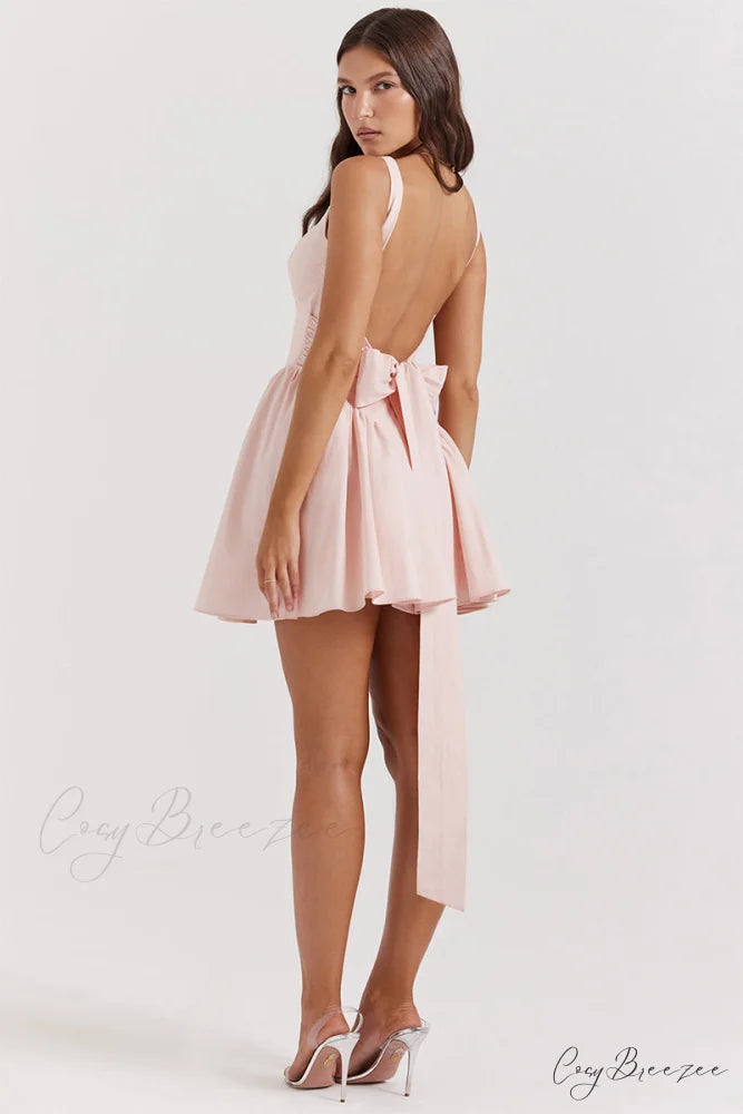 Monterey Cypress White Trendy Bow Mini Dress
