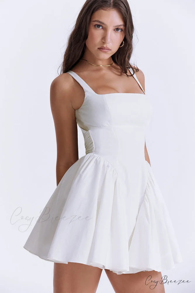 Monterey Cypress White Trendy Bow Mini Dress