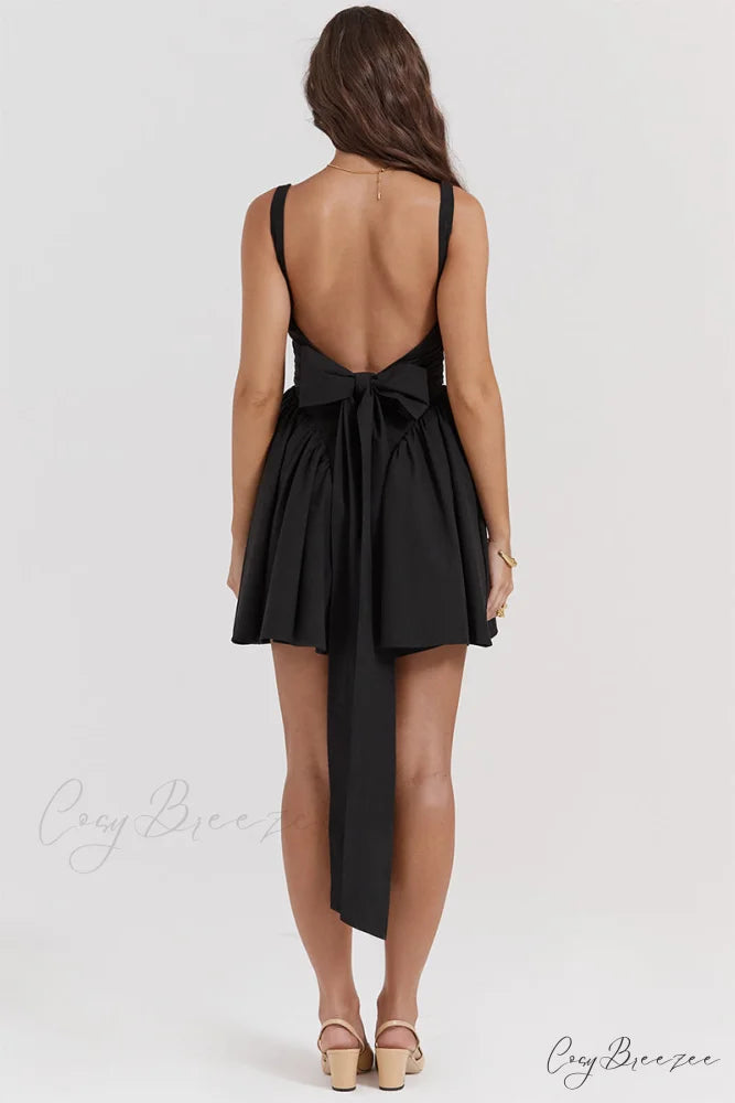 Monterey Cypress White Trendy Bow Mini Dress
