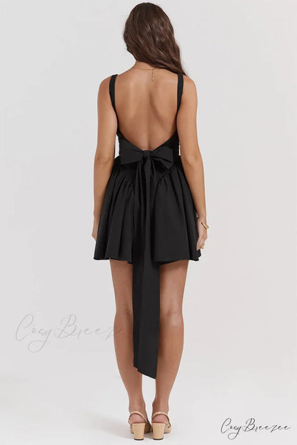 Monterey Cypress White Trendy Bow Mini Dress