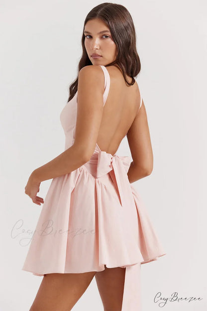 Monterey Cypress White Trendy Bow Mini Dress