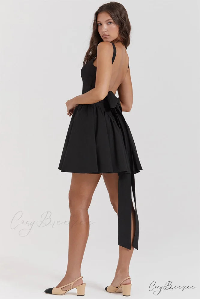 Monterey Cypress White Trendy Bow Mini Dress