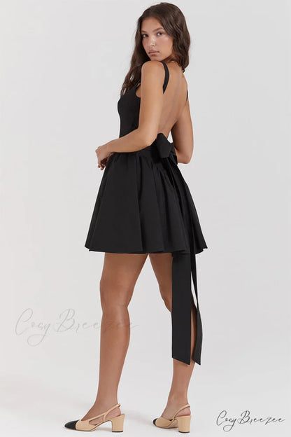 Monterey Cypress White Trendy Bow Mini Dress