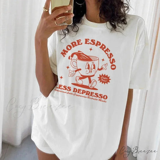 More Espresso Playful Coffee Tee WHITE / S t-shirt-250223