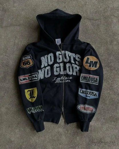 Motorcycle Style Graphic Hoodie black / S hoodies-241228
