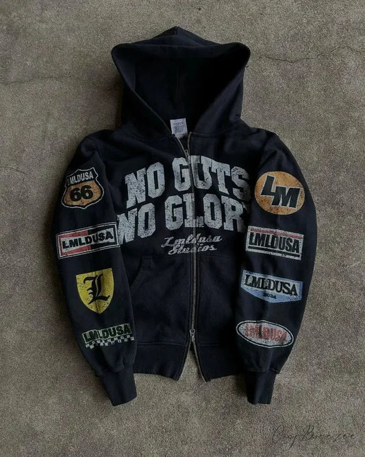 Motorcycle Style Graphic Hoodie black / S hoodies-241228