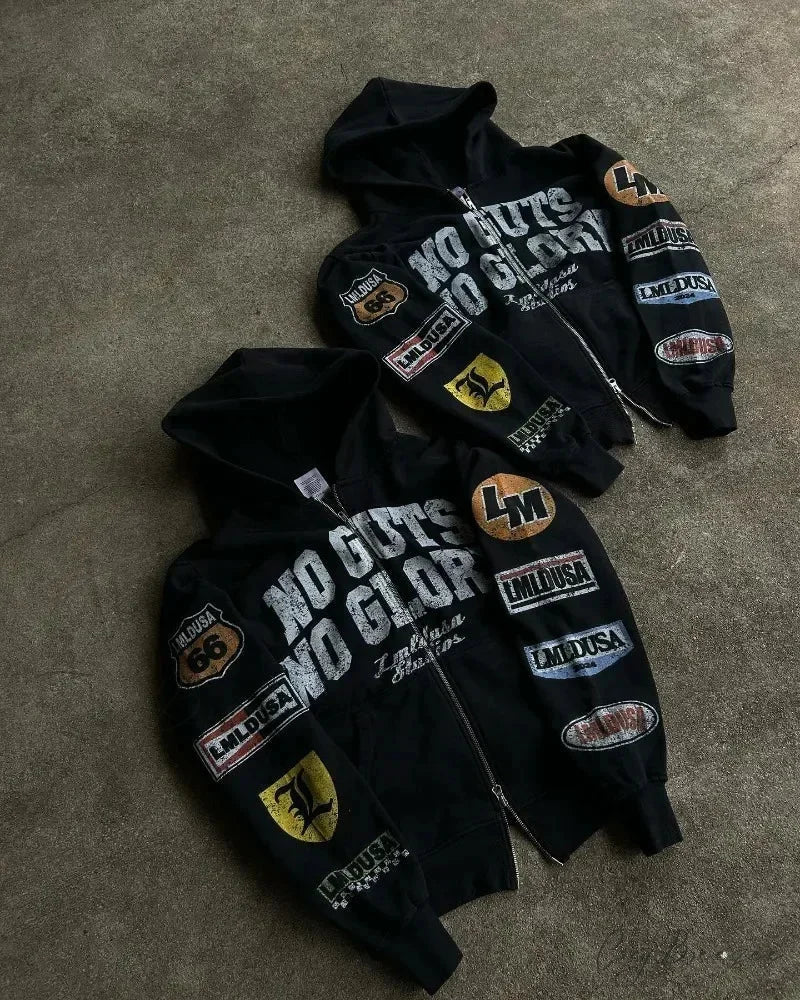 Motorcycle Style Graphic Hoodie hoodies-241228