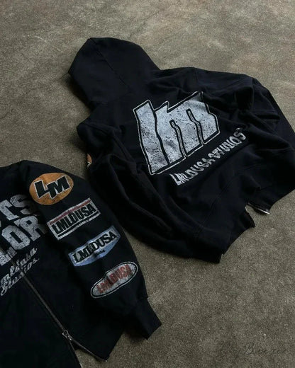 Motorcycle Style Graphic Hoodie hoodies-241228