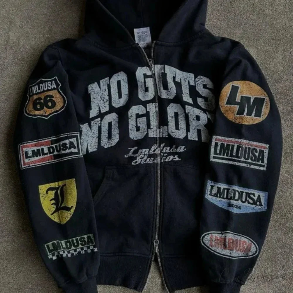 Motorcycle Style Graphic Hoodie hoodies-241228
