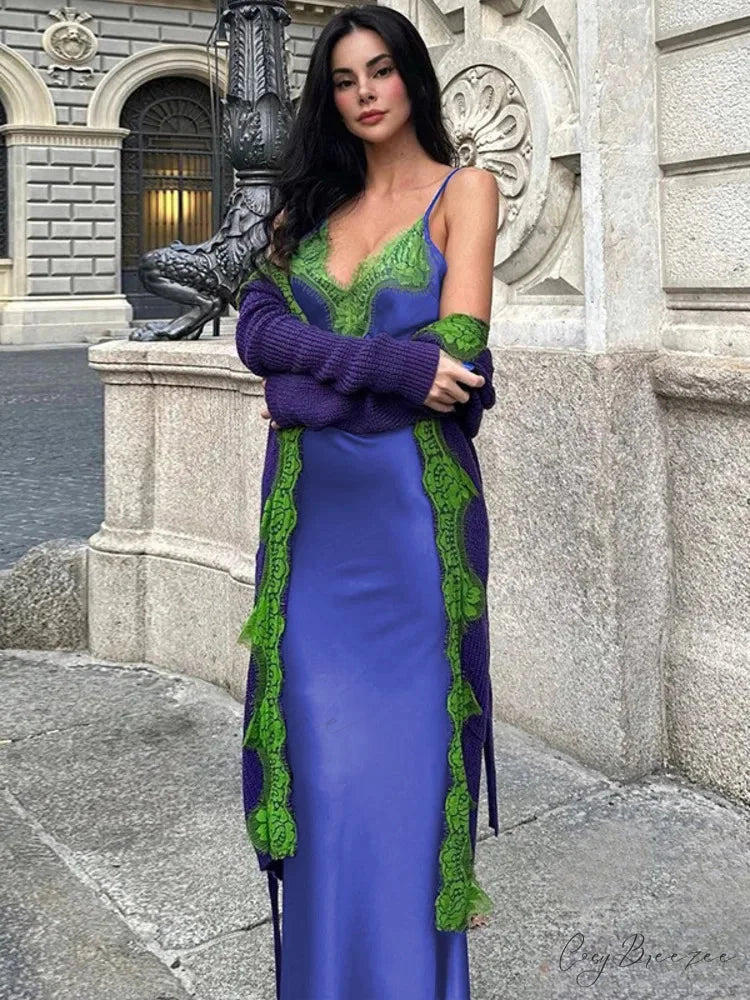 Mozision Spaghetti Strap Lace Strapless Sexy Maxi Boho Dress