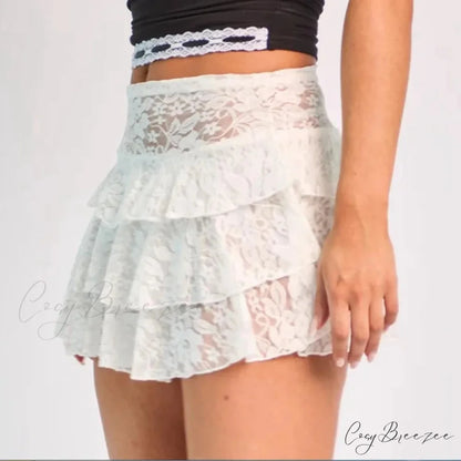Multi-Layer Floral Tiered Skirt skirts-250223