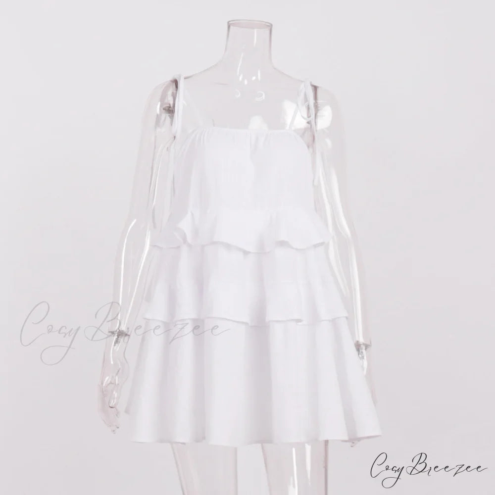 Multi-Tiered Ruffles Stylish Strappy Mini Dress
