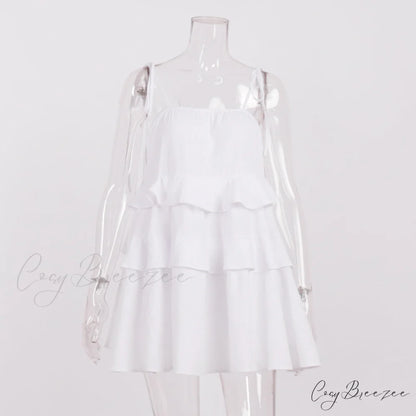 Multi-Tiered Ruffles Stylish Strappy Mini Dress