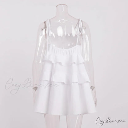 Multi-Tiered Ruffles Stylish Strappy Mini Dress