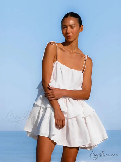Multi-Tiered Ruffles Stylish Strappy Mini Dress