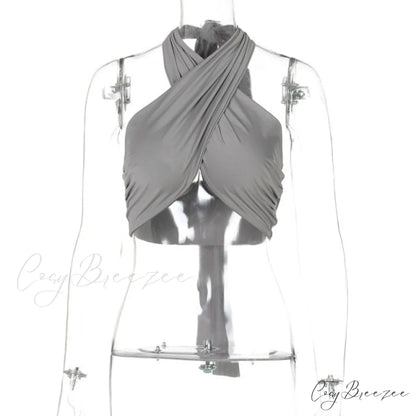 Multi-way Wrap Stylish Around Bandage Top Gray / M