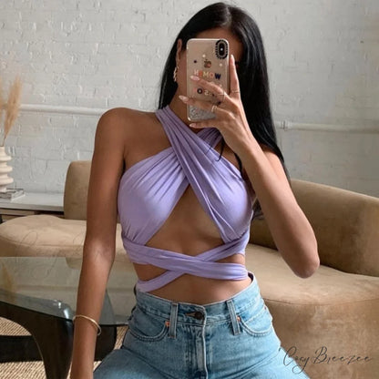 Multi-way Wrap Stylish Around Bandage Top purple / M
