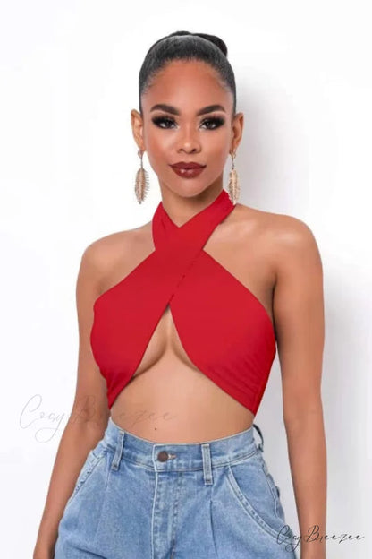 Multi-way Wrap Stylish Around Bandage Top Red / M
