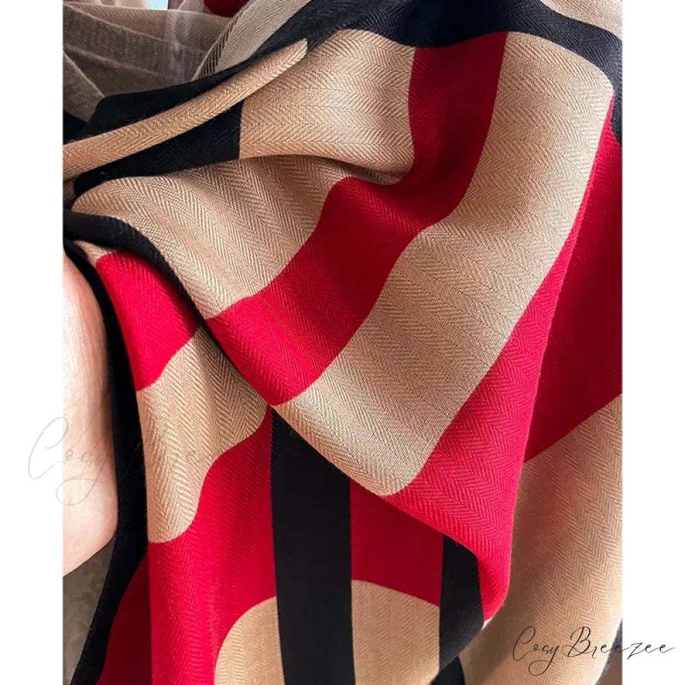 Multicolor Striped Elegant Winter Scarf scarf-241228