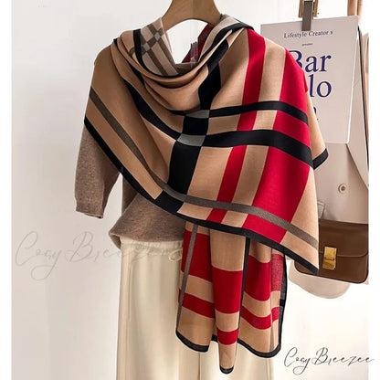 Multicolor Striped Elegant Winter Scarf red 1 scarf-241228
