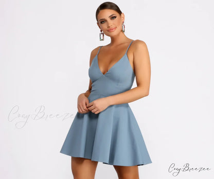 My Wavelength Stylish Skater Mini Dress DENIM / XS