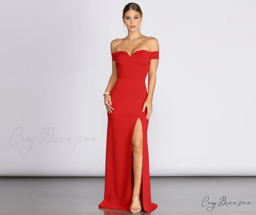 Myra Formal Stylish High Slit Dress RED / 1