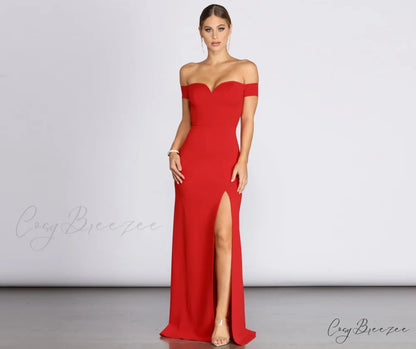 Myra Formal Stylish High Slit Dress RED / 1