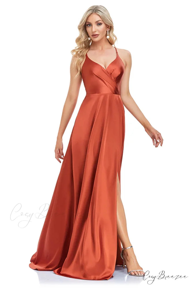Mythical Romance Backless Trendy Satin Maxi Dress