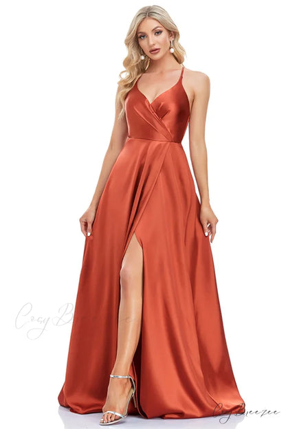 Mythical Romance Backless Trendy Satin Maxi Dress