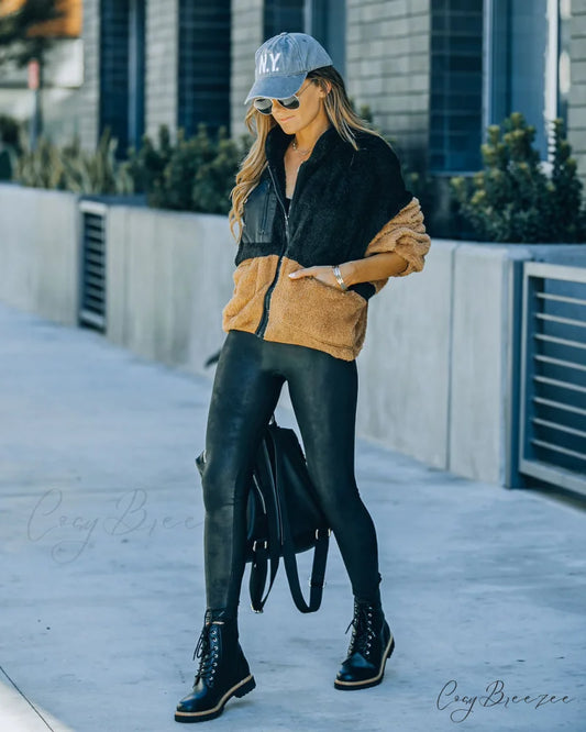 Nava Colorblock Zip Up Jacket - Black