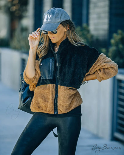 Nava Colorblock Zip Up Jacket - Black
