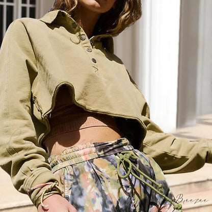Neck Collared Long Arm Sweatshirt Matcha Green / S
