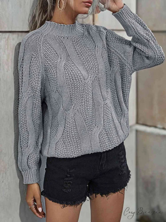 Neck Mock Ribbed Sweater Heather Gray / S