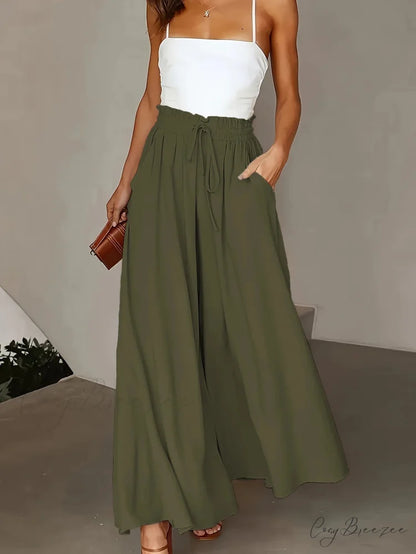 Neon Pull-Tie Wide-Leg Utility Pant BROWN / 0XL pant-250223
