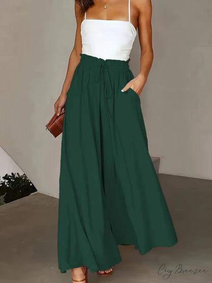 Neon Pull-Tie Wide-Leg Utility Pant DARKGREEN / 0XL pant-250223