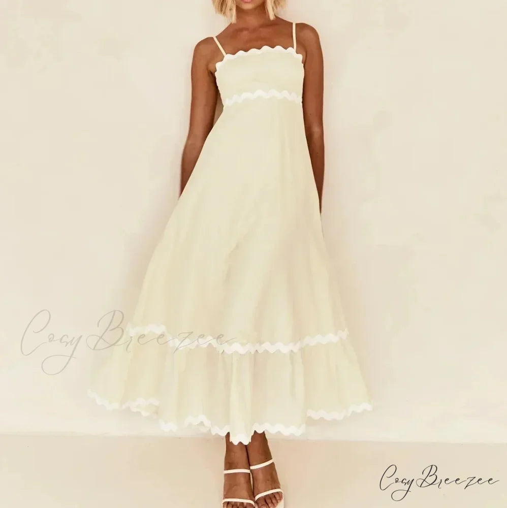 New Fashion Sexy Strapless Strap Women Long Boho Dress Ivory / S