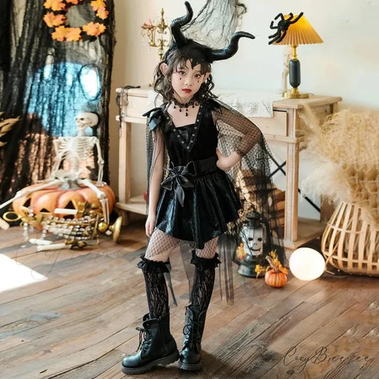 New Pattern High Quality Halloween Witch Cosplay Kid Costumes