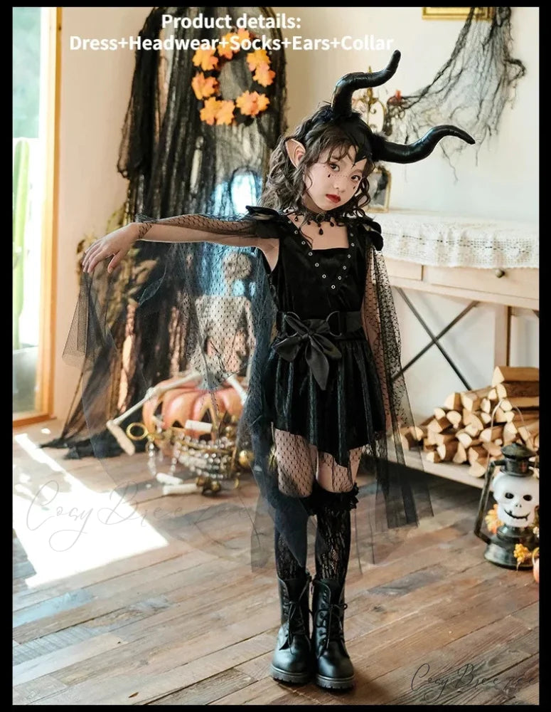 New Pattern High Quality Halloween Witch Cosplay Kid Costumes Witch suit / 110CM