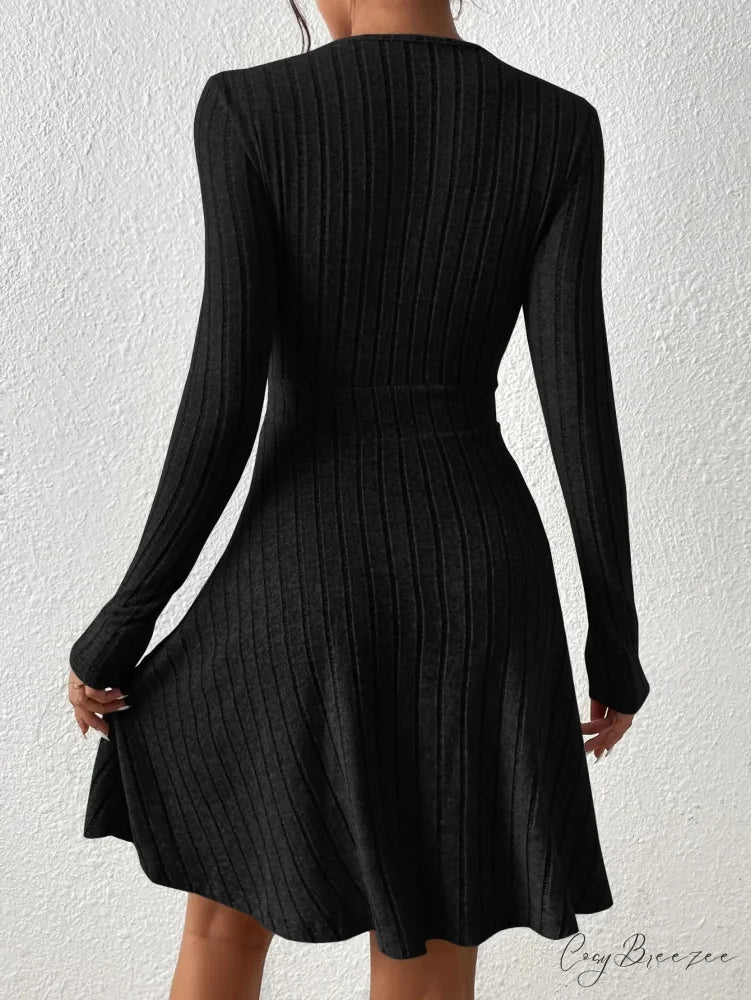 New Slim Sexy Sheath Dress Waist Slimming Short Little Black Dress knittop-250126