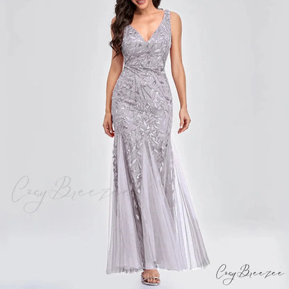 New Square-Collar Sequined Long-Sleeve Ruffle Hem Bodycon Evening Party Vestidos Dress
