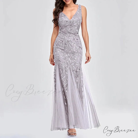 New Square-Collar Sequined Long-Sleeve Ruffle Hem Bodycon Evening Party Vestidos Dress